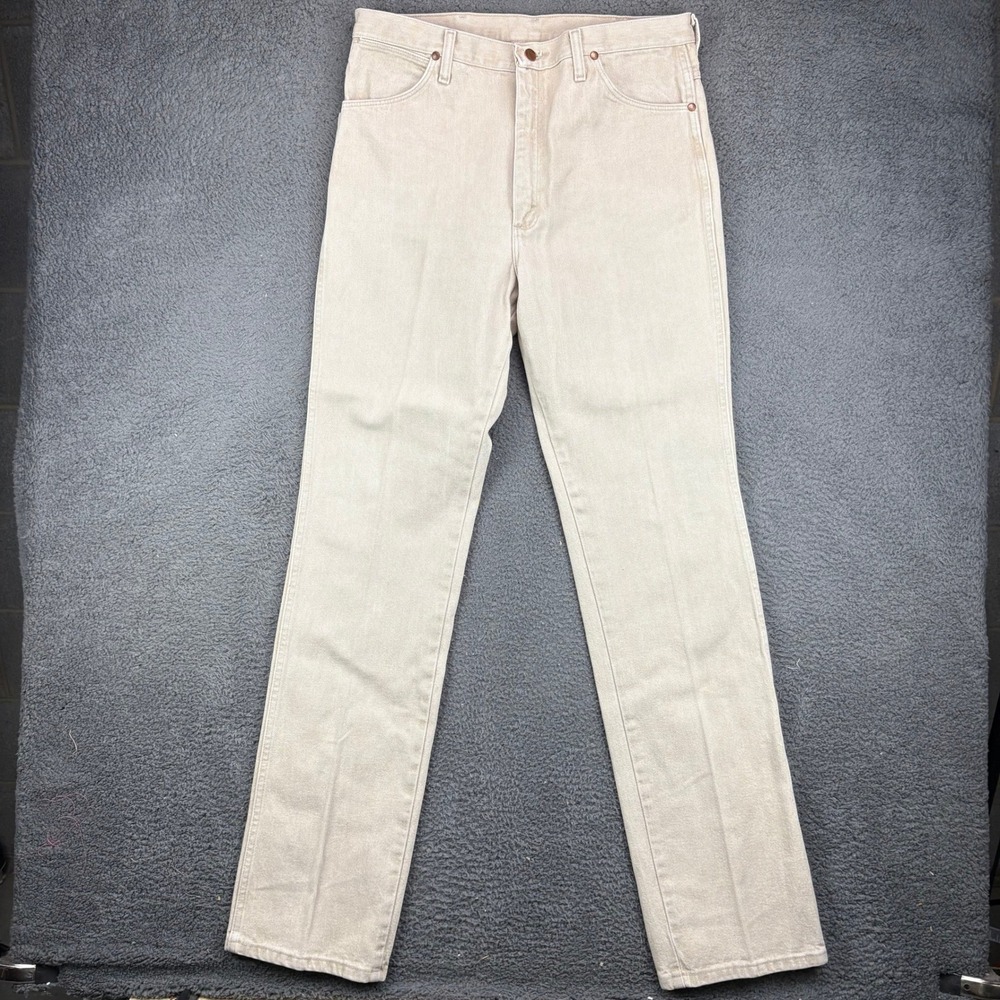 Wrangler 936TAN Cowboy Cut Slim Fit Jeans Tan Beige Khaki Mens 35x36 Cotton